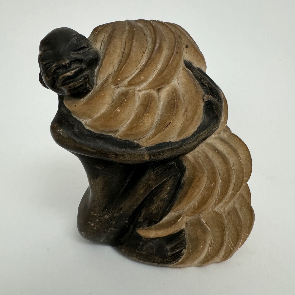 1930 Africanist Sculpture Of A Woman Holding A Bunch Of Bananas