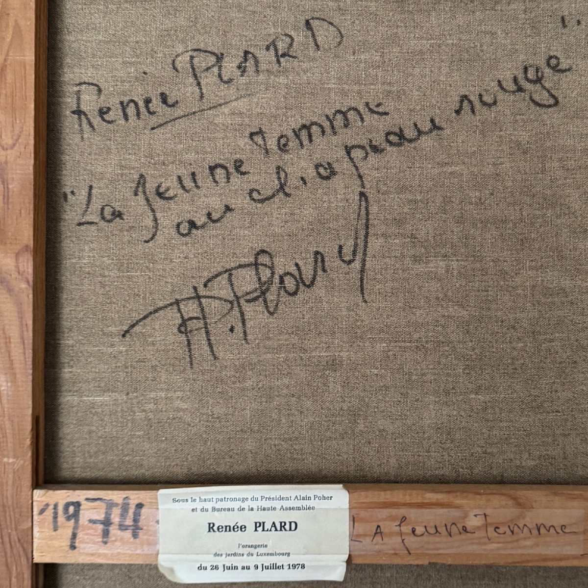 Oil On Canvas By Renée Plard La Jeune Femme Au Chapeau Rouge 20th 1974-photo-7