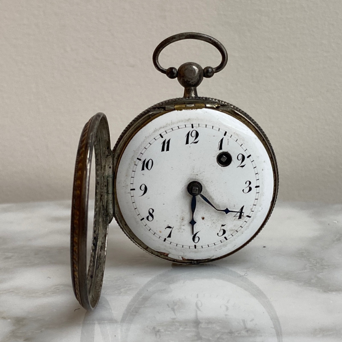 19th Century Cockerel Watch With Enamel Dial-photo-2