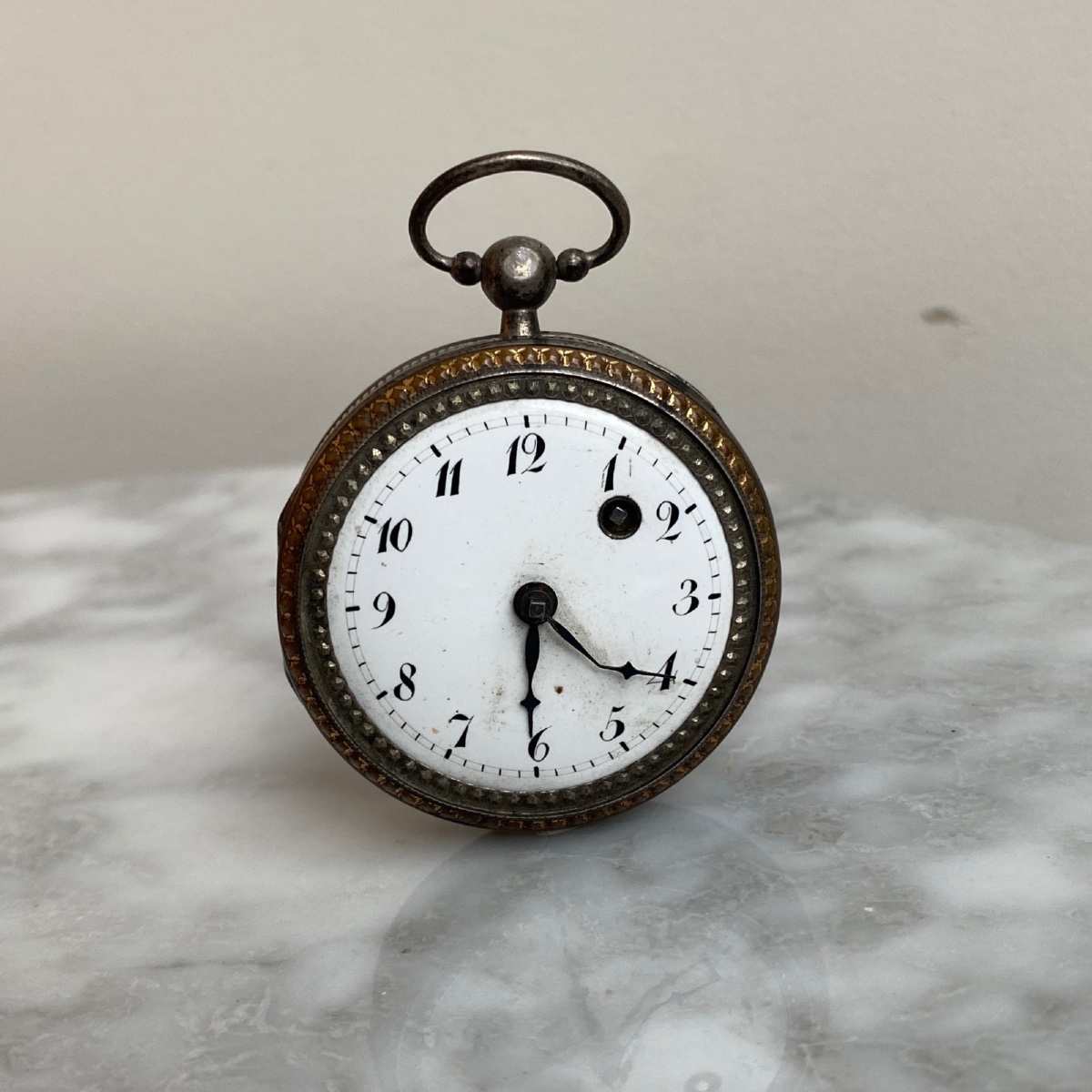 19th Century Cockerel Watch With Enamel Dial