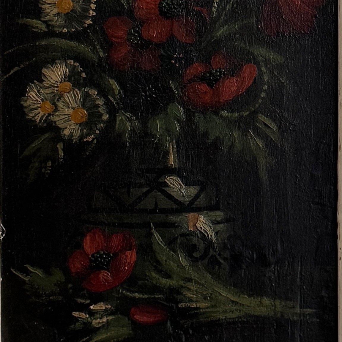 Huile sur panneau bouquet de fleurs nature morte par Y. Barry-photo-4