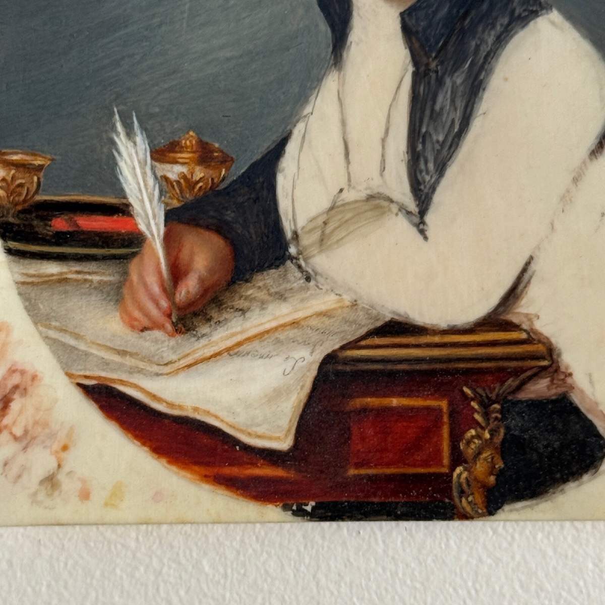 Early 19th Century Miniature Of A Man Writing-photo-1