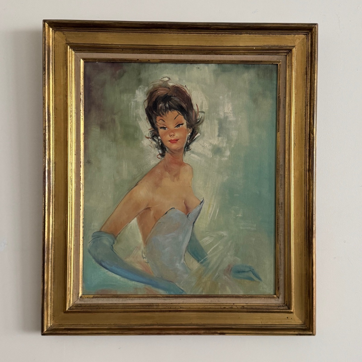 Huile sur toile femme élégante dans le goût de Gabriel Domergue XXe -photo-2