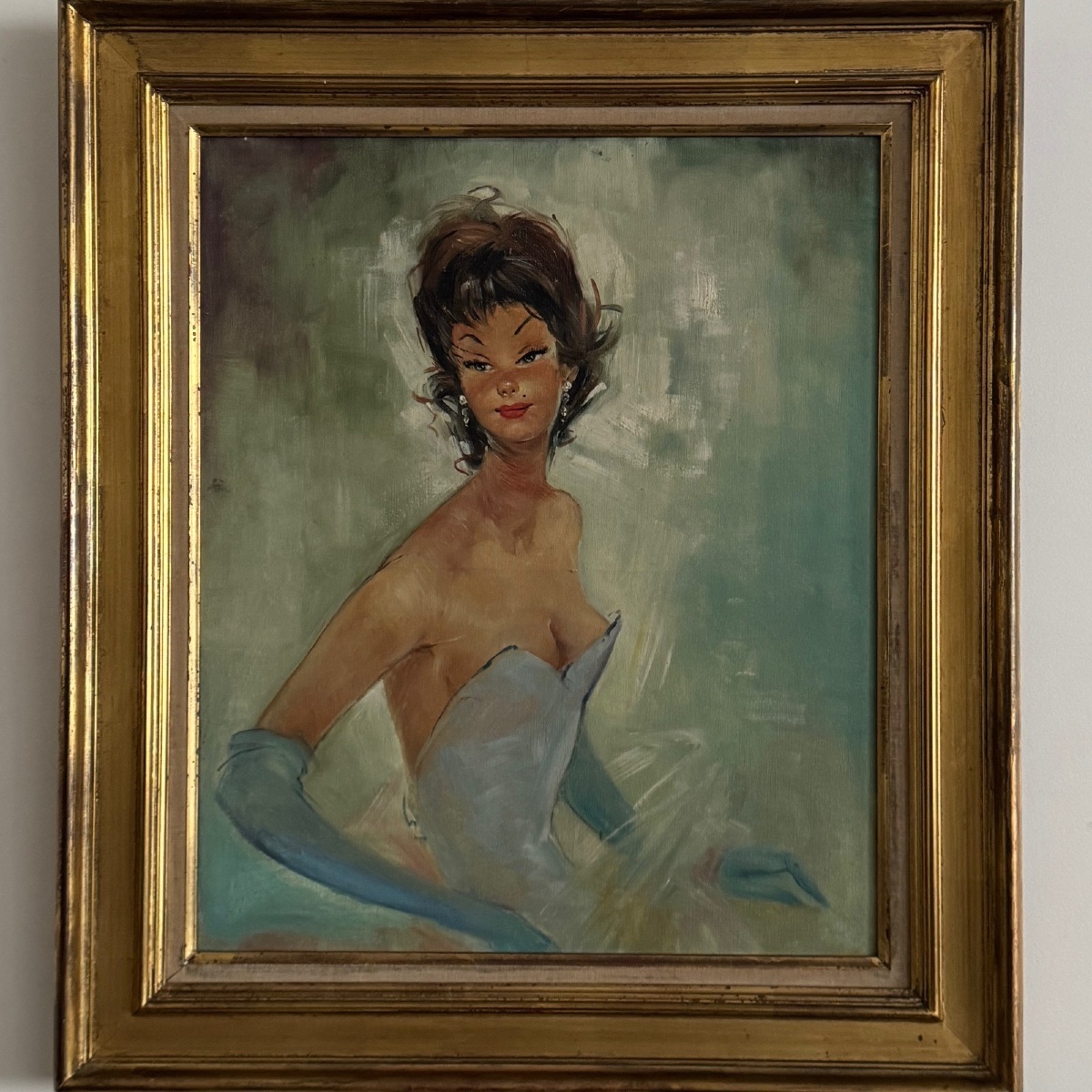 Huile sur toile femme élégante dans le goût de Gabriel Domergue XXe -photo-3