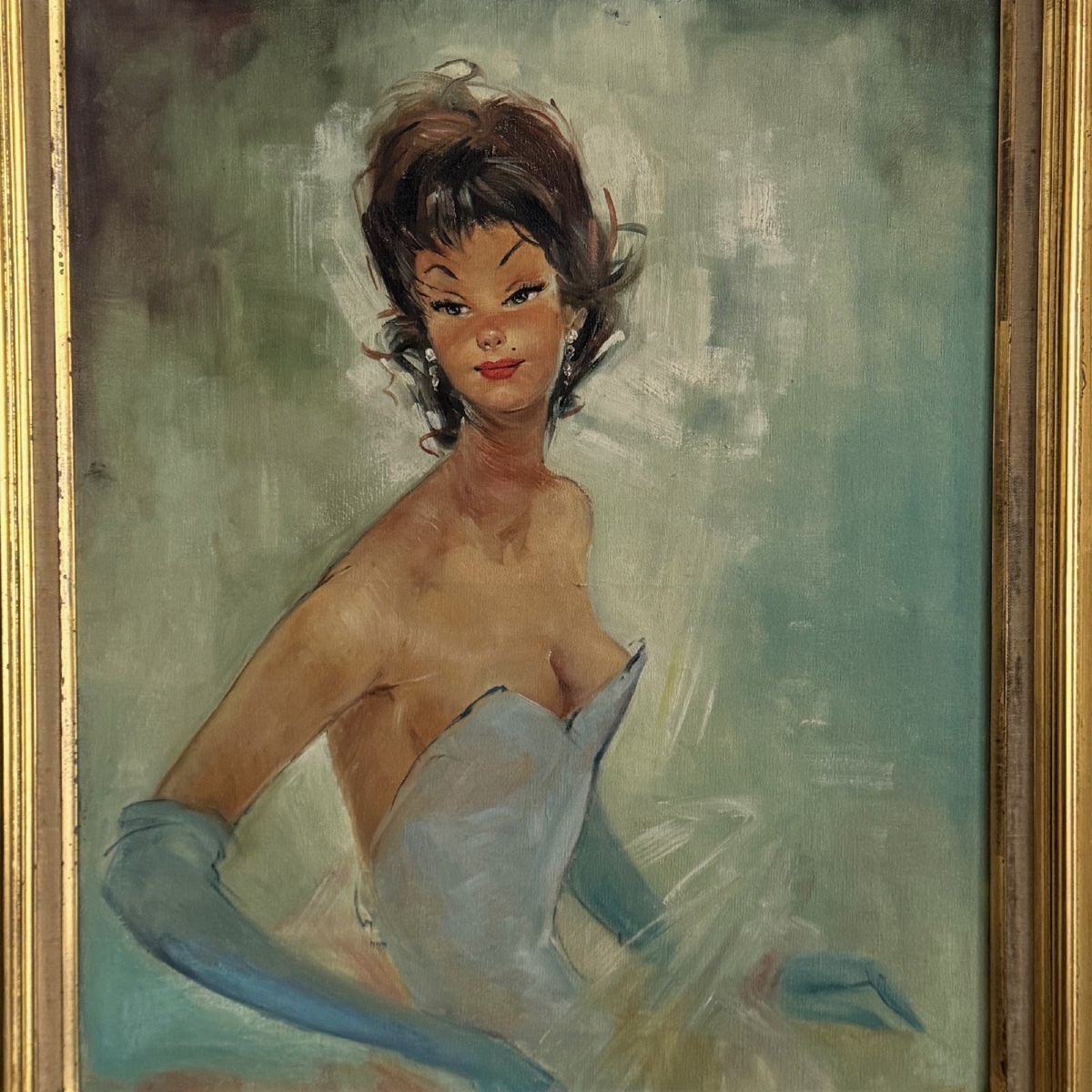 Huile sur toile femme élégante dans le goût de Gabriel Domergue XXe -photo-4