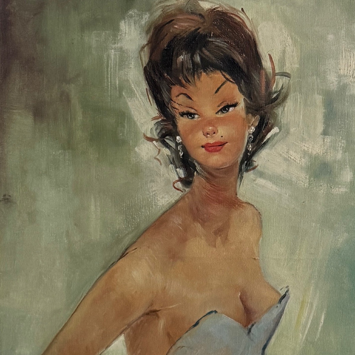 Huile sur toile femme élégante dans le goût de Gabriel Domergue XXe -photo-1