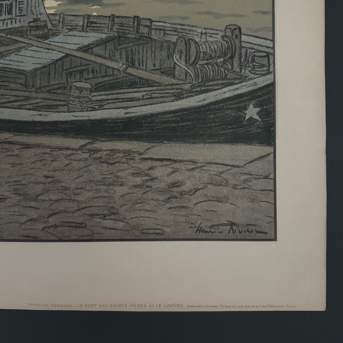 Lithographie par Henri Rivière Le Pont des Saints-Pères et le Louvre -photo-2