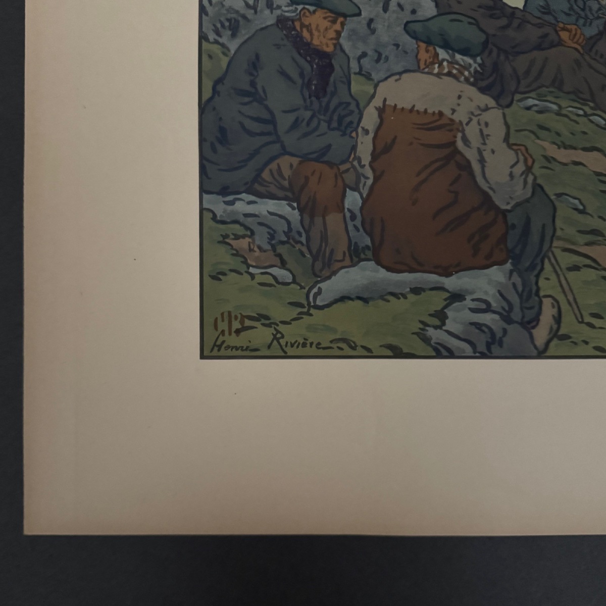 Lithographie par Henri Rivière Au Vent de Noroît - Les Vieux -photo-4