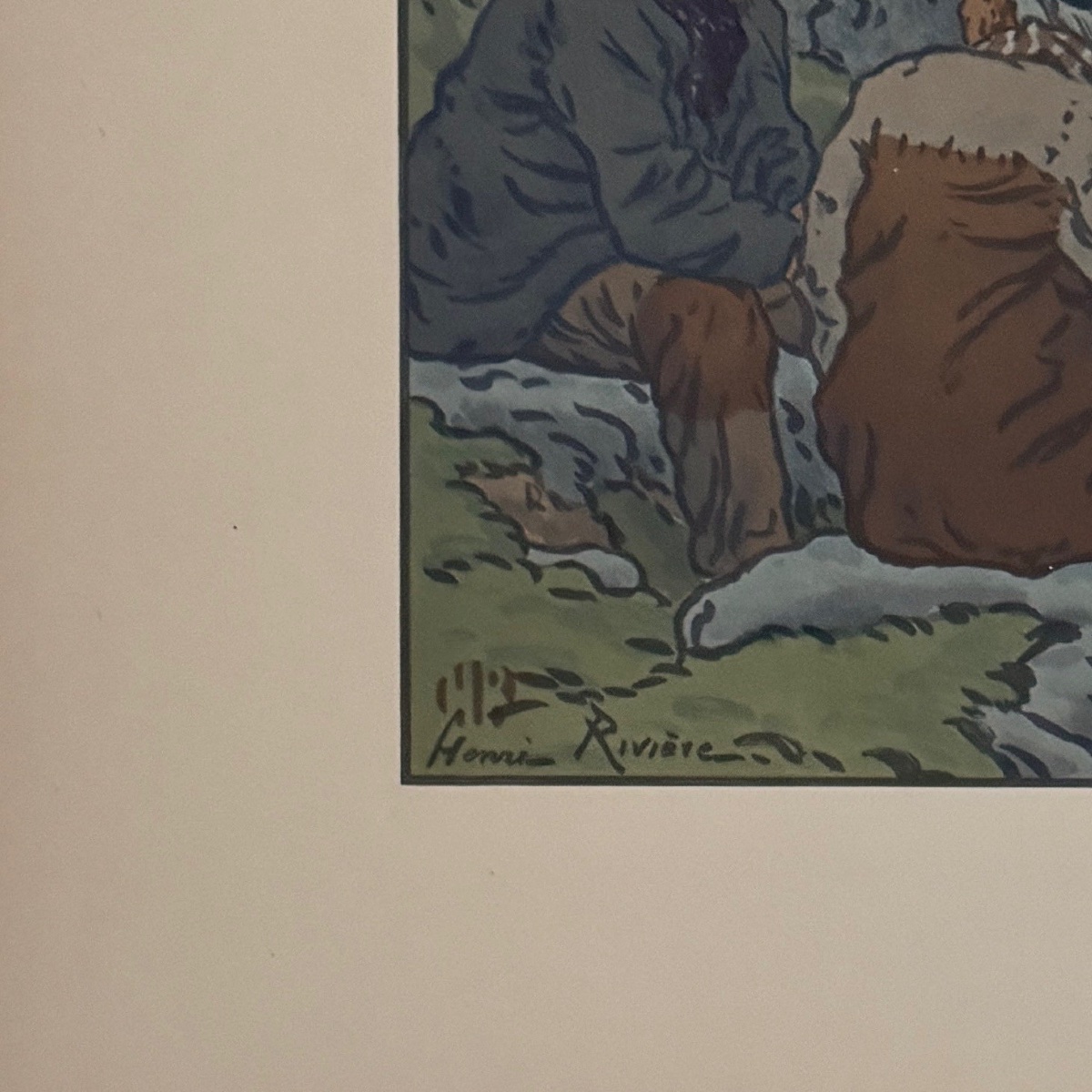 Lithographie par Henri Rivière Au Vent de Noroît - Les Vieux -photo-3