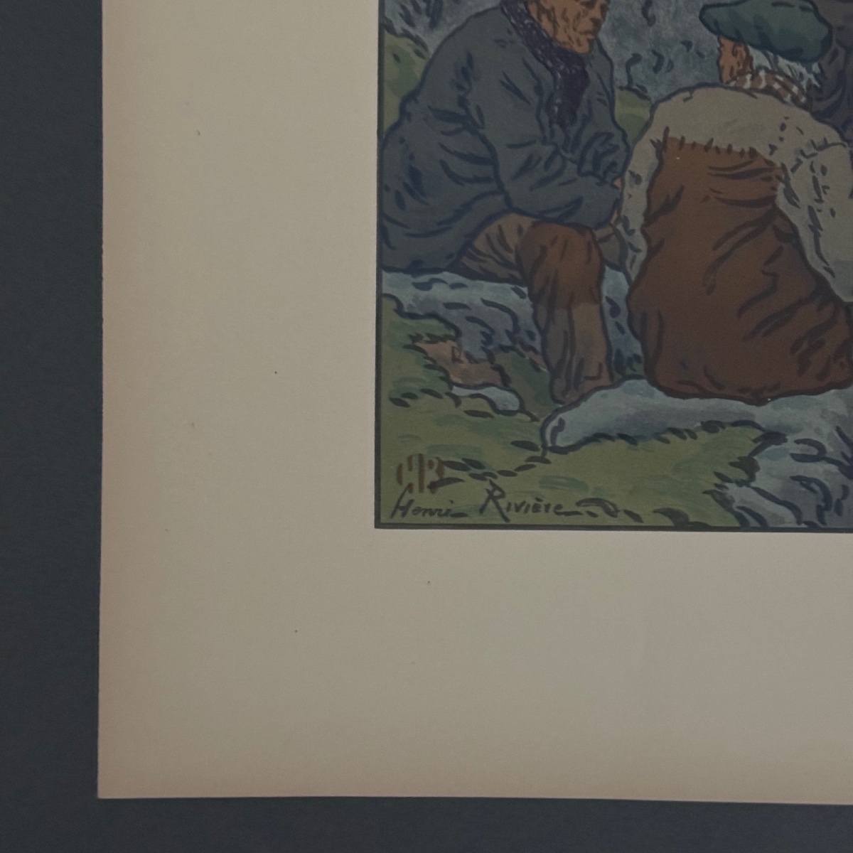 Lithographie par Henri Rivière Au Vent de Noroît - Les Vieux -photo-4