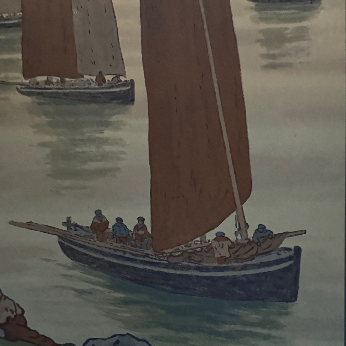 Lithographie par Henri Rivière Au Vent de Noroît - Les Vieux -photo-7