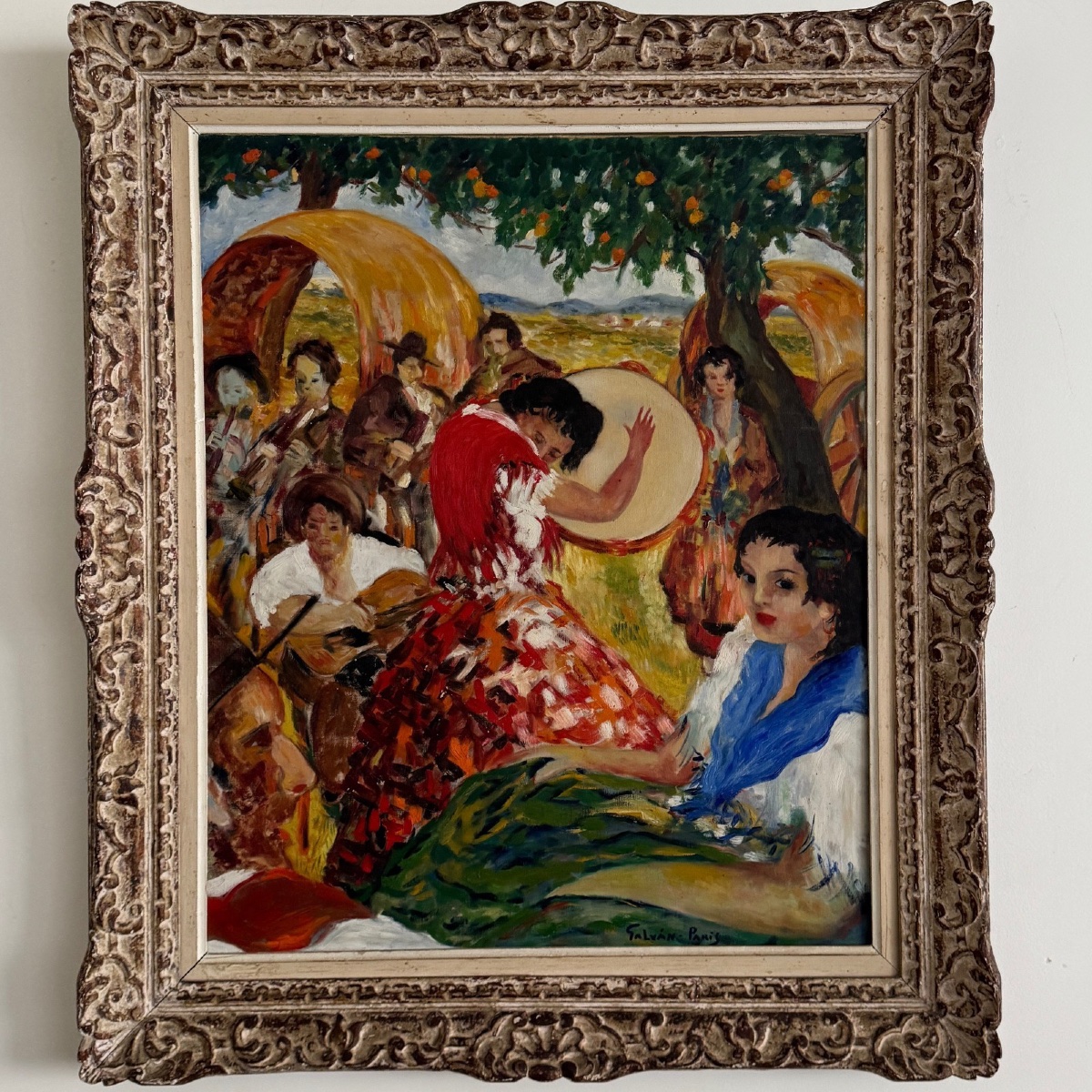 Huile sur toile par Salvàn Paris danseuse de flamenco milieu XXe-photo-2