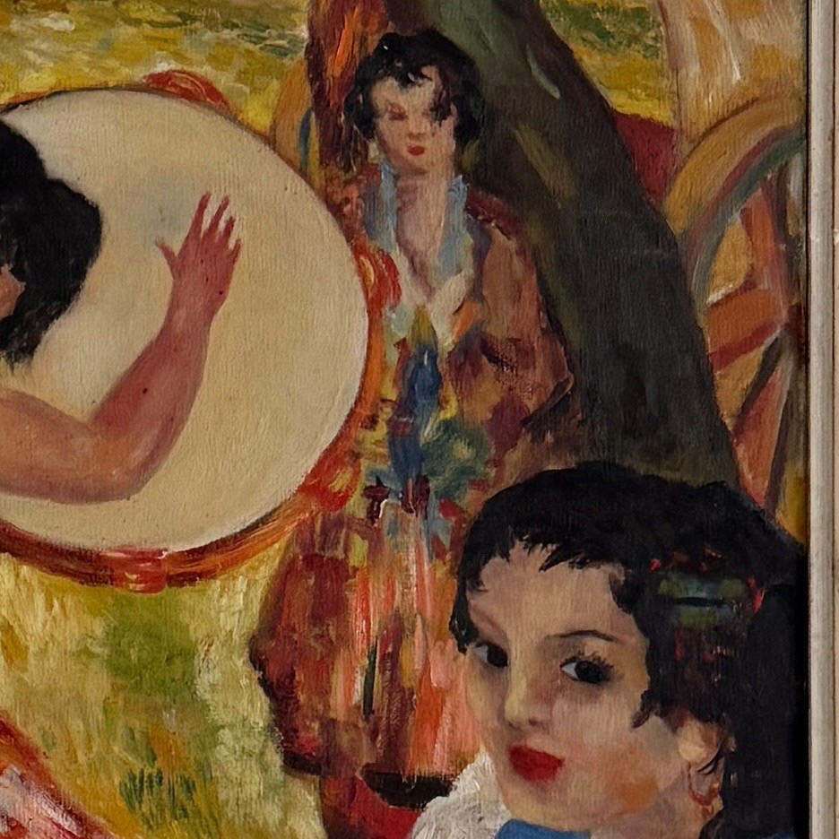 Huile sur toile par Salvàn Paris danseuse de flamenco milieu XXe-photo-1