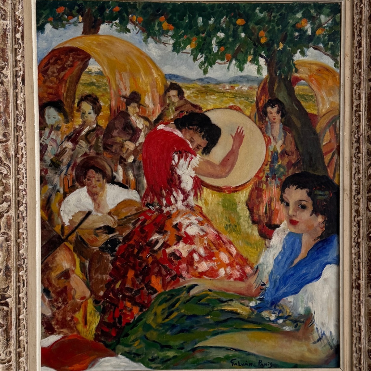 Huile sur toile par Salvàn Paris danseuse de flamenco milieu XXe-photo-2