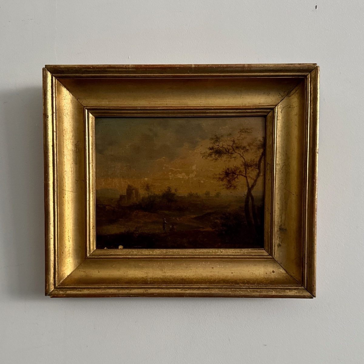 Oil On Landscape Panel 19th Century French School Gilt Frame-photo-2