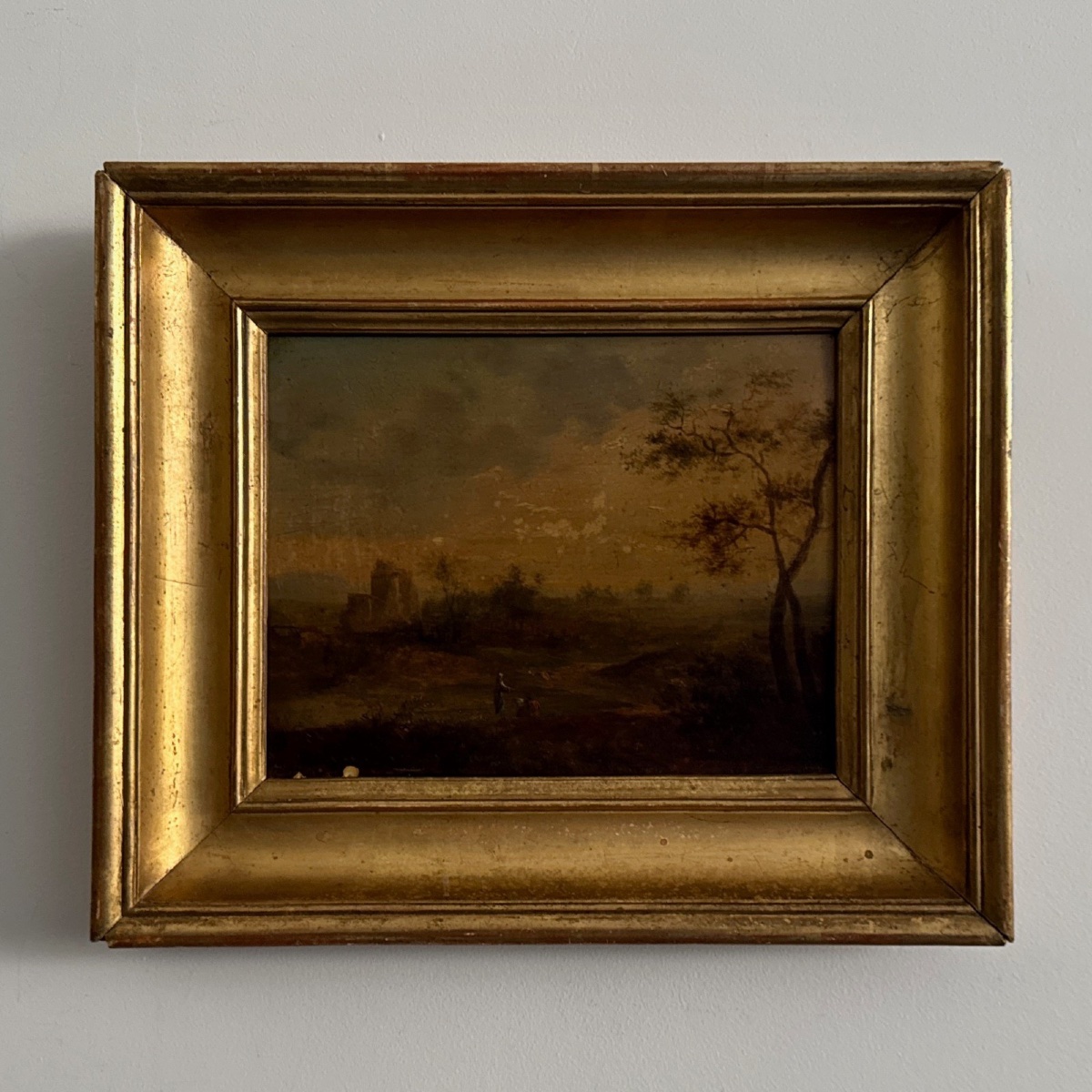 Oil On Landscape Panel 19th Century French School Gilt Frame-photo-3