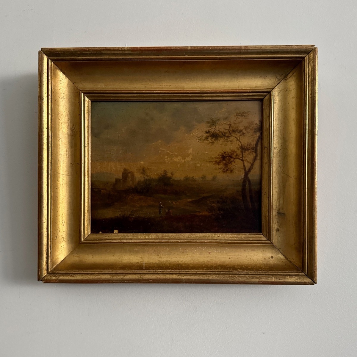 Oil On Landscape Panel 19th Century French School Gilt Frame-photo-4