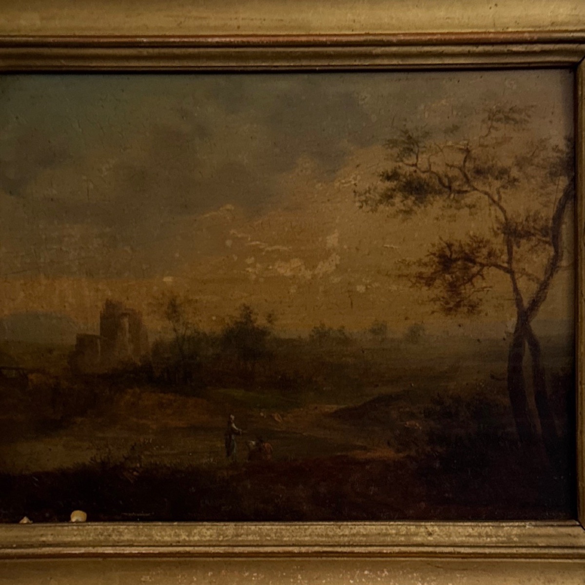 Oil On Landscape Panel 19th Century French School Gilt Frame-photo-1