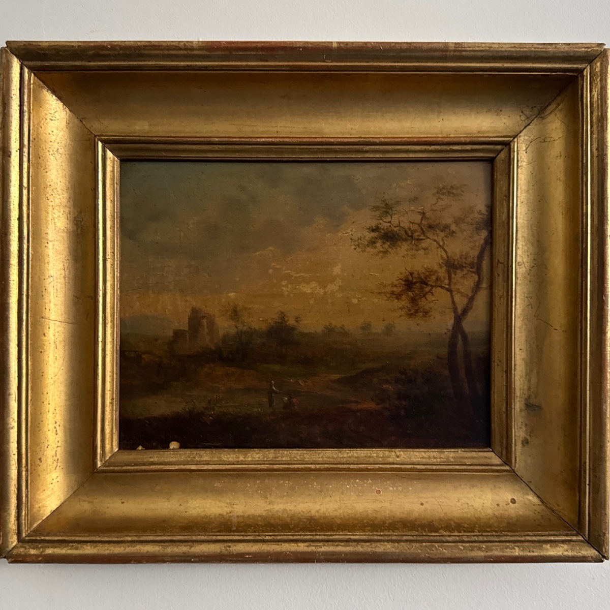 Oil On Landscape Panel 19th Century French School Gilt Frame