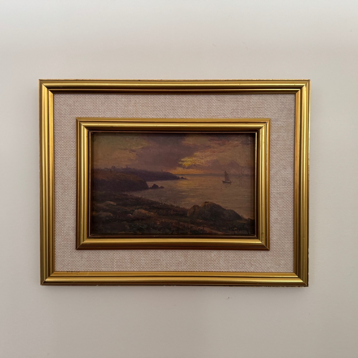 Oil On Panel By Jacques Marcelin XXth Seaside At Night-photo-2