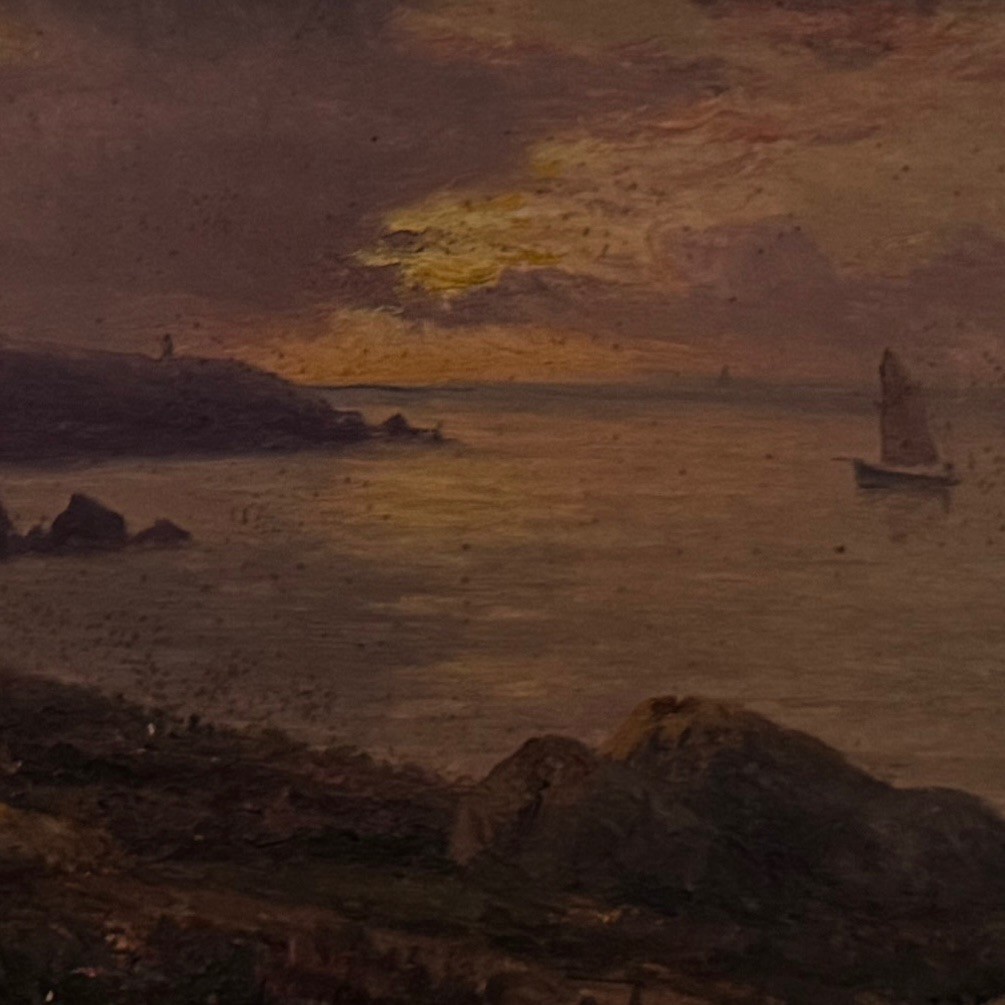 Oil On Panel By Jacques Marcelin XXth Seaside At Night-photo-1