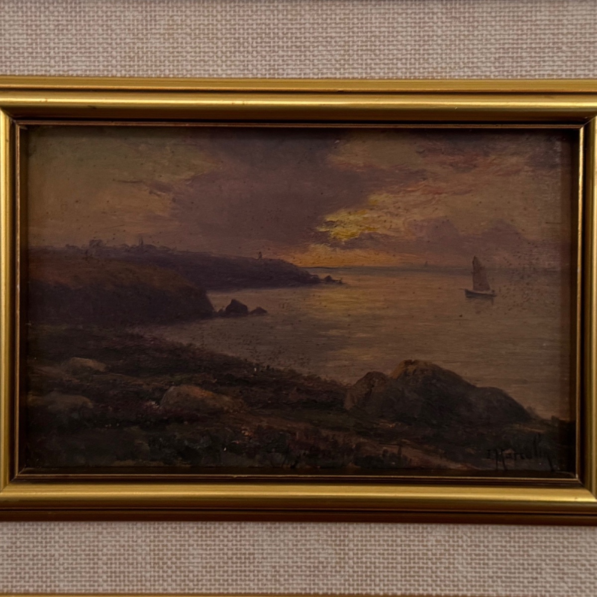 Oil On Panel By Jacques Marcelin XXth Seaside At Night