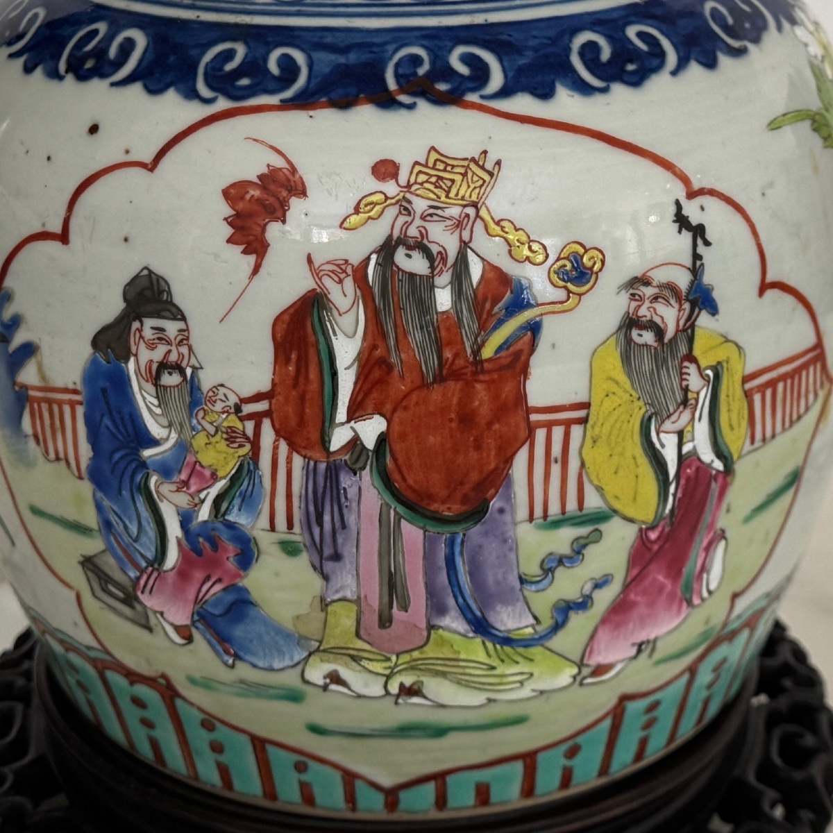 Pot à gingembre Chine XIXe sur un support en bois de fer -photo-1