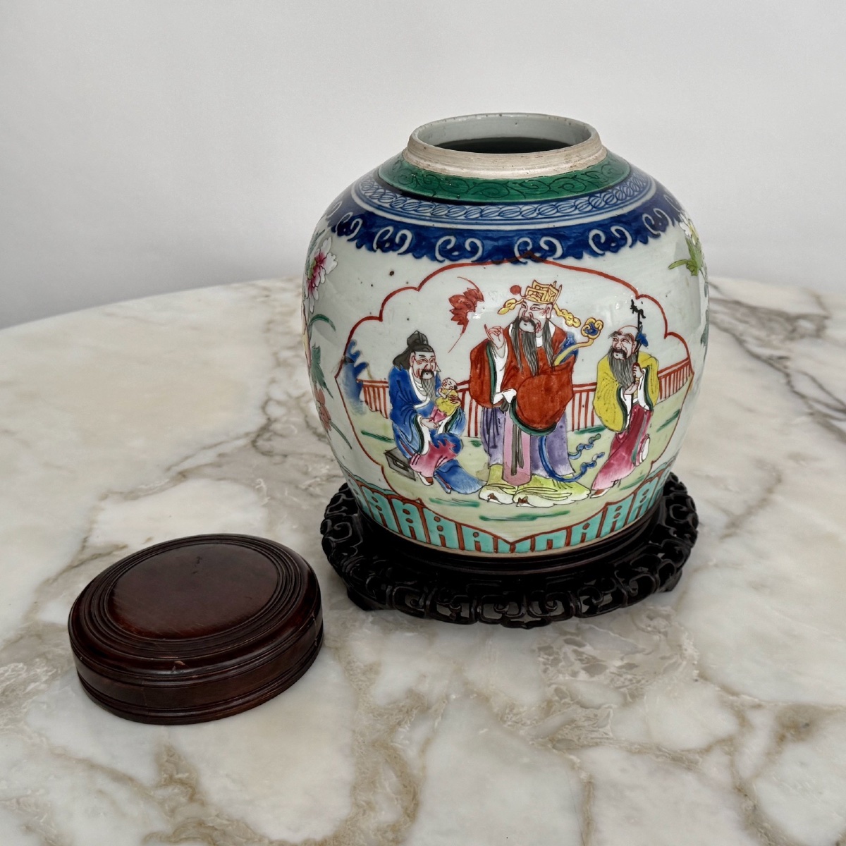 Pot à gingembre Chine XIXe sur un support en bois de fer -photo-6
