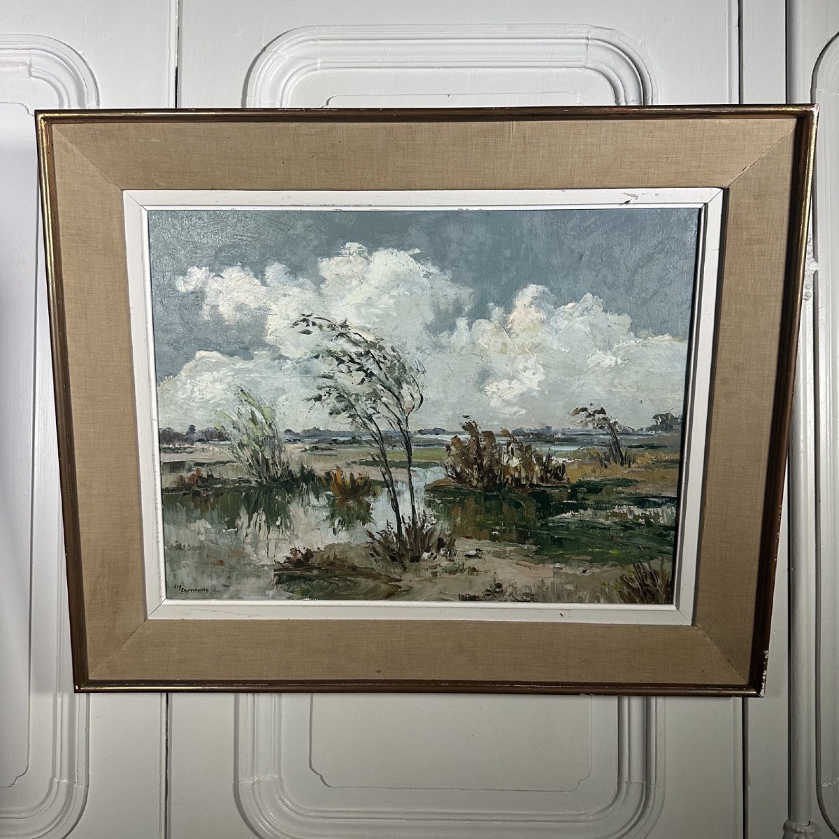 Huile sur toile XXe paysage de Camargue par Ely Laumonier -photo-4