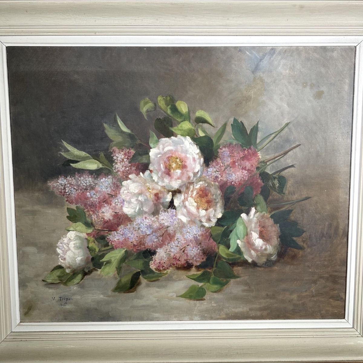 Oil On Canvas Still Life With Roses By Victor Tripon 1892-photo-2