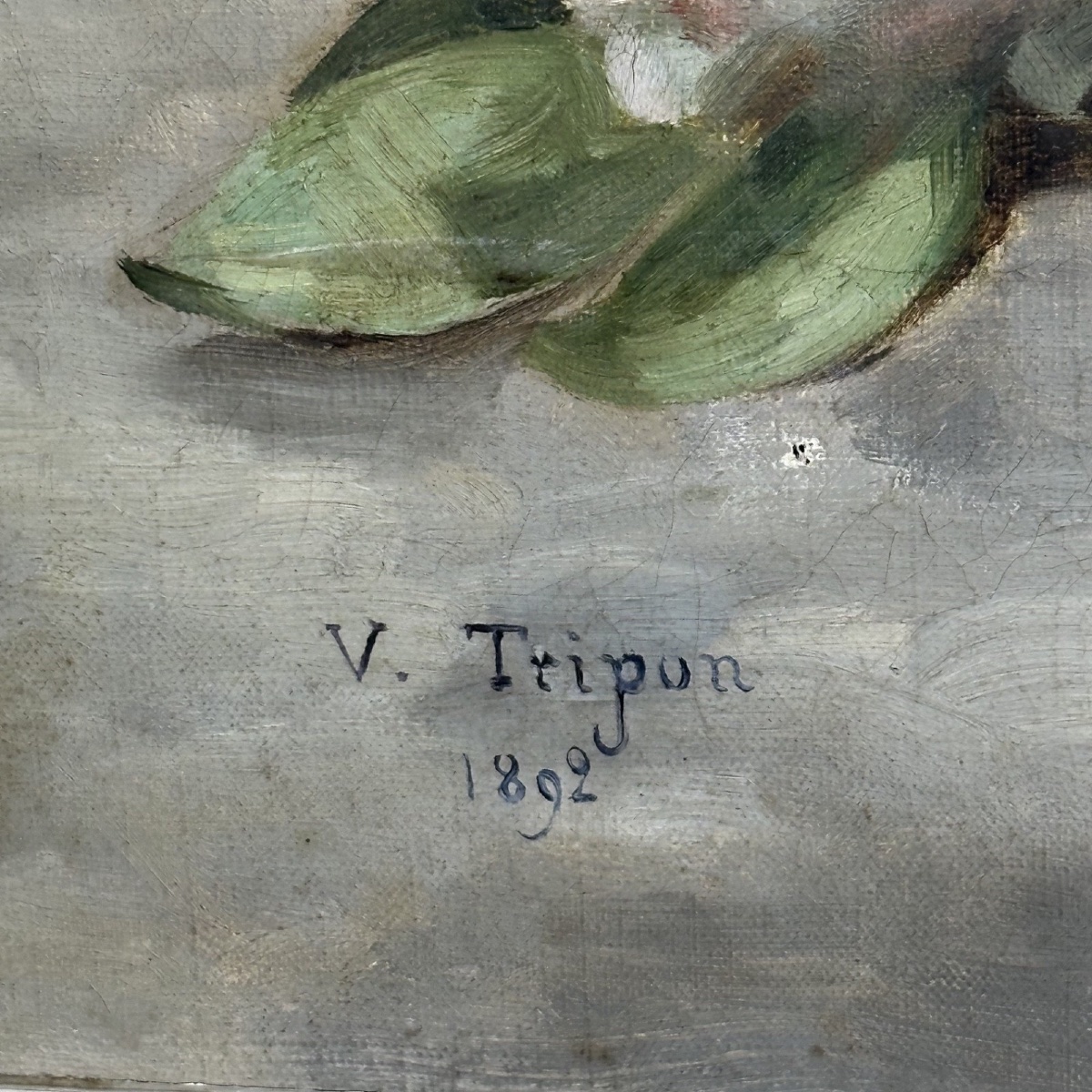 Oil On Canvas Still Life With Roses By Victor Tripon 1892-photo-1