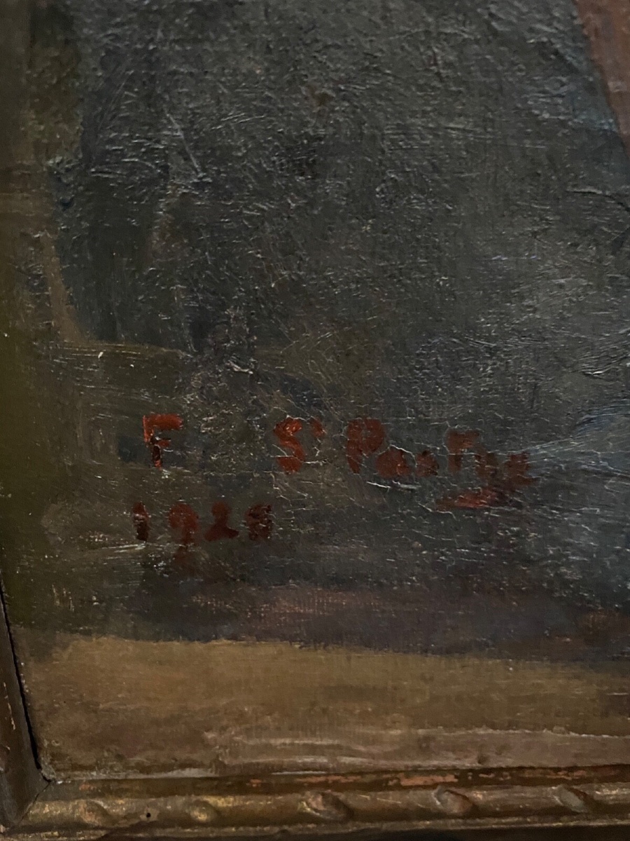 Oil On Canvas Two Workers At Work 1930 By F. Saint Pasty-photo-4