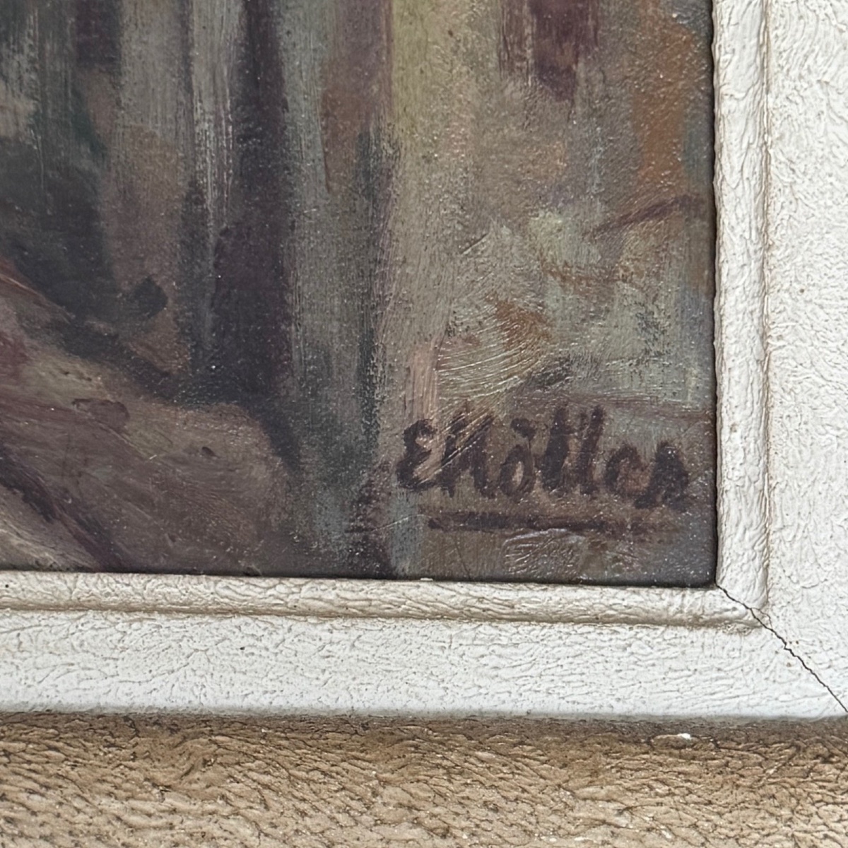 Huile sur toile représentant une rue de Montmartre par E. Koller XXe -photo-4