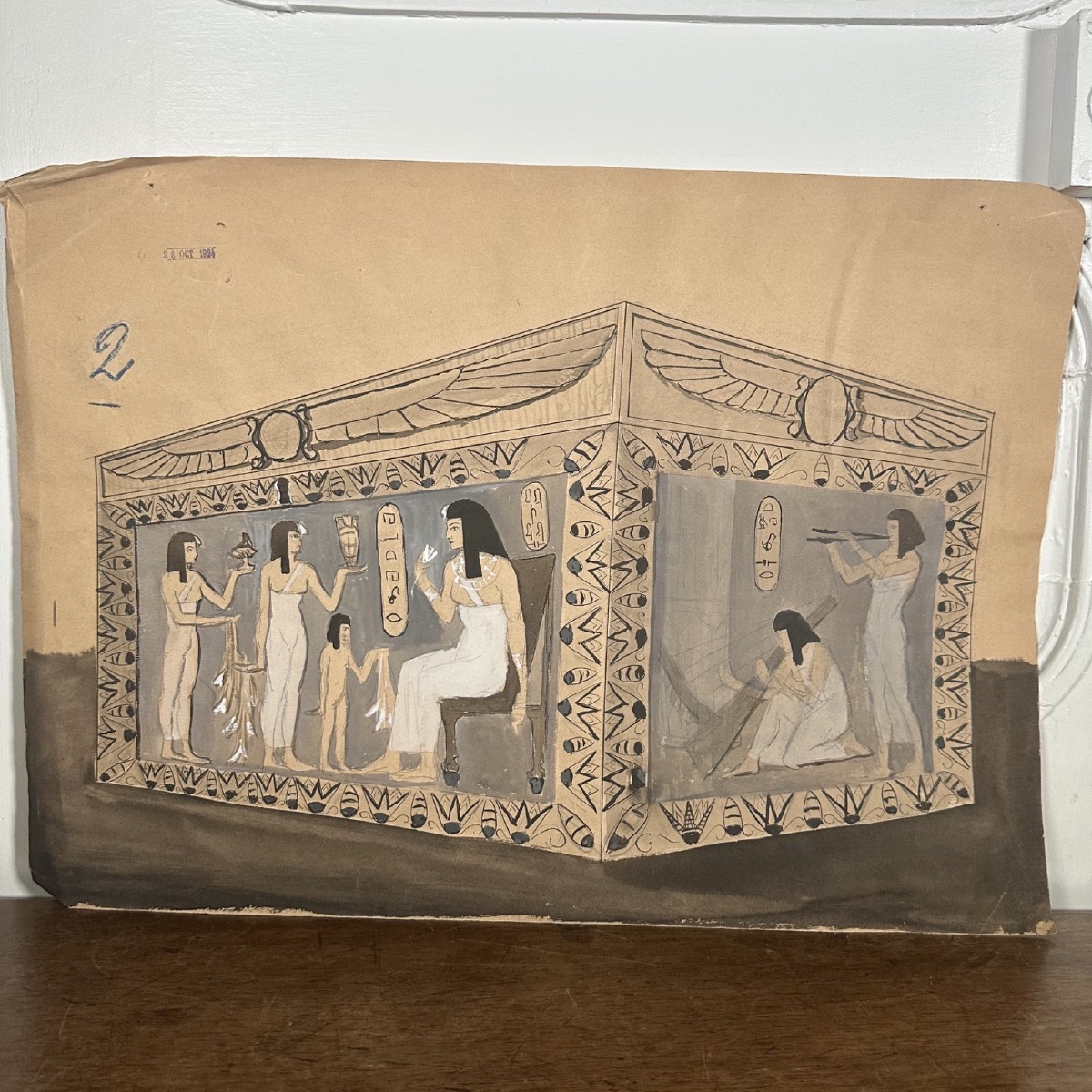 Dessin représentant un temple égyptien 1924 par Berger-Lheureux-photo-3
