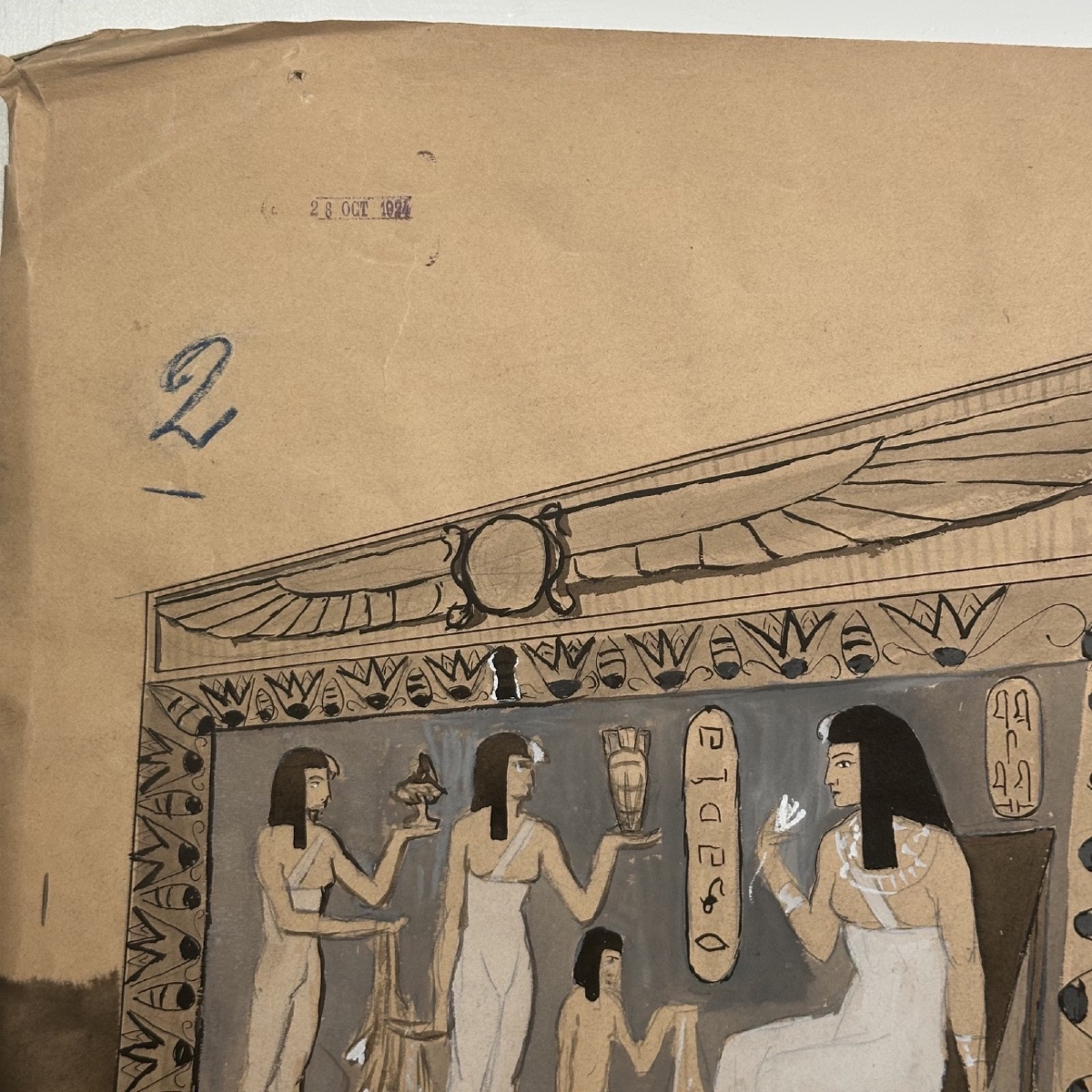 Dessin représentant un temple égyptien 1924 par Berger-Lheureux-photo-4