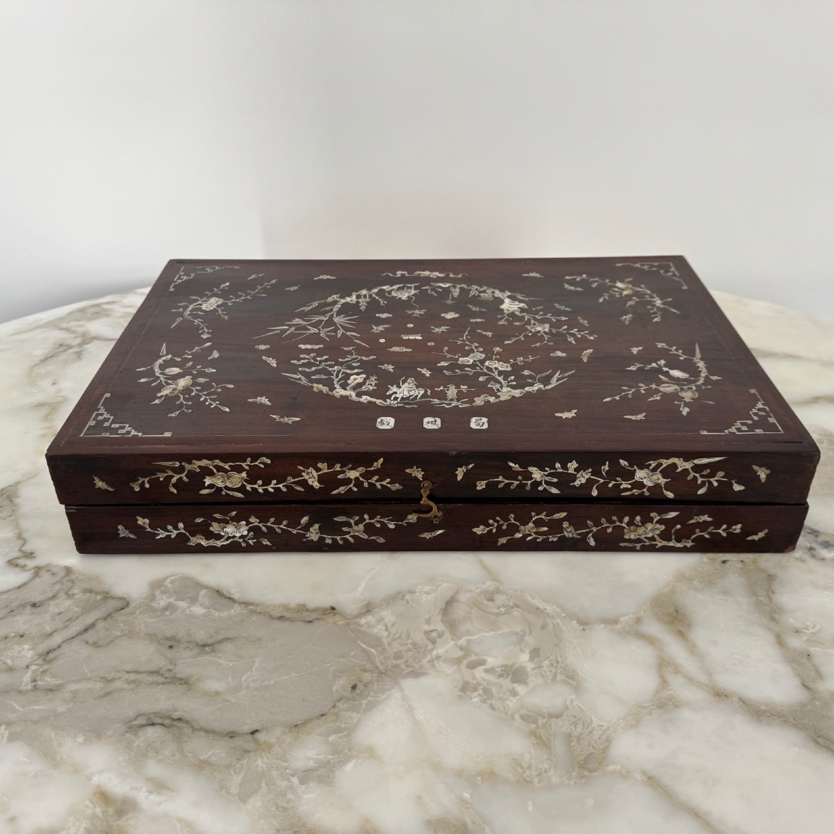19th Century Ironwood Backgammon Case With Mother-of-pearl Decoration China-photo-2
