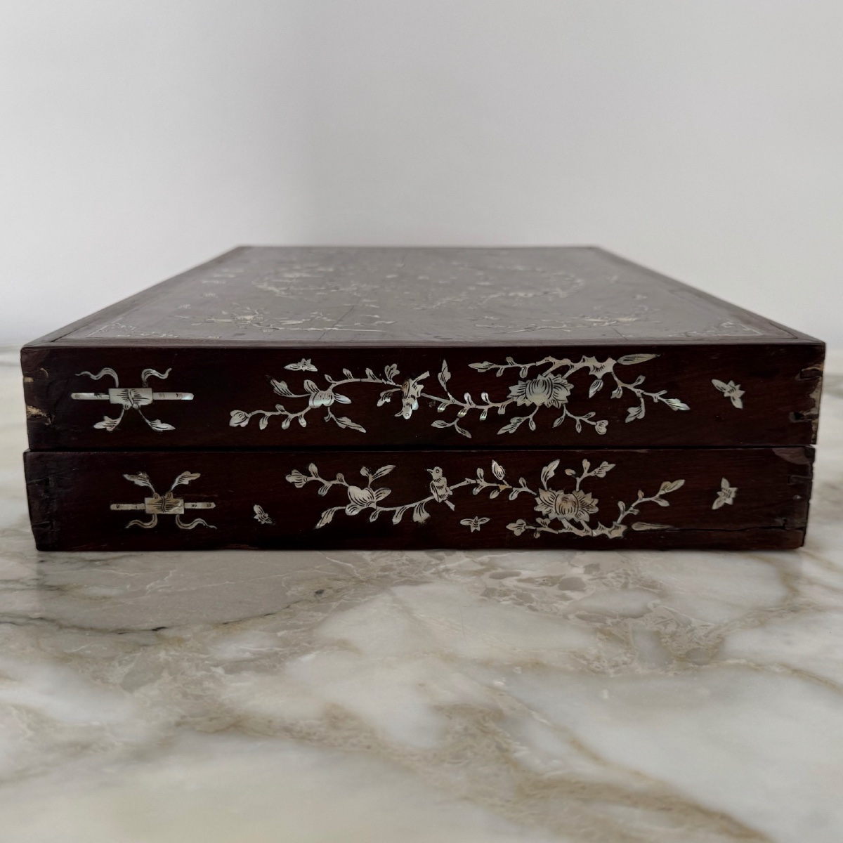 19th Century Ironwood Backgammon Case With Mother-of-pearl Decoration China-photo-4
