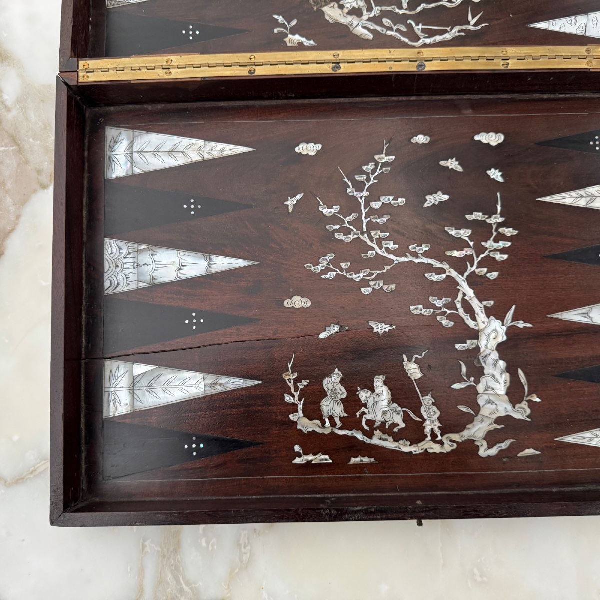 19th Century Ironwood Backgammon Case With Mother-of-pearl Decoration China-photo-3