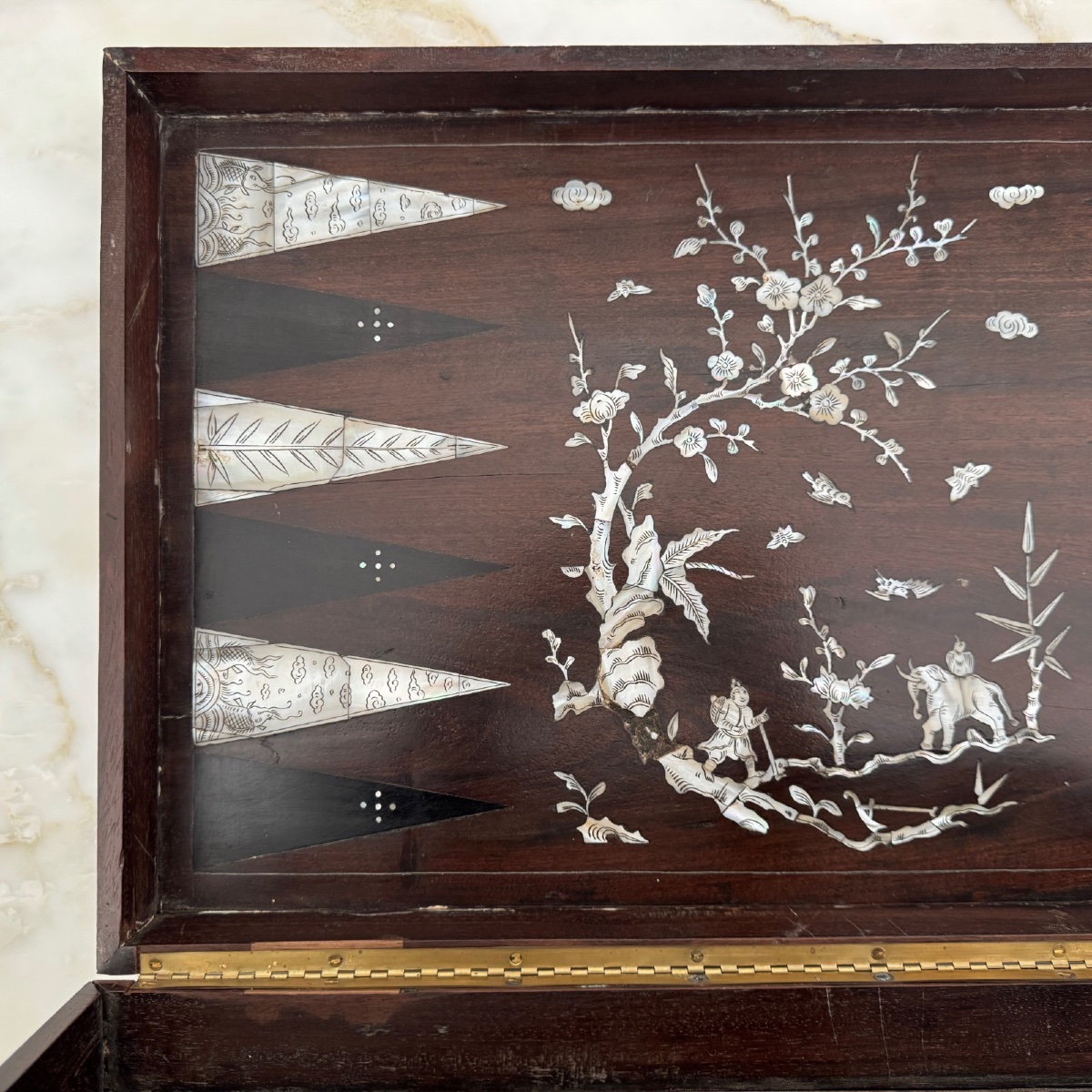 19th Century Ironwood Backgammon Case With Mother-of-pearl Decoration China-photo-4