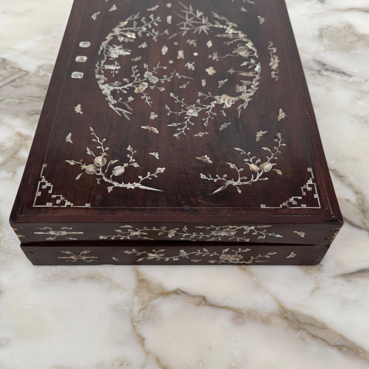 19th Century Ironwood Backgammon Case With Mother-of-pearl Decoration China-photo-6