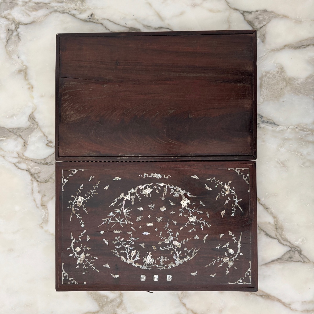 19th Century Ironwood Backgammon Case With Mother-of-pearl Decoration China-photo-8