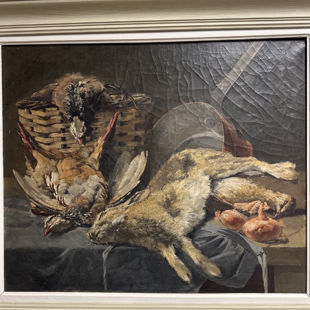 Oil On Canvas Still Life With Game By Georges Levreau Late 19th Century-photo-3