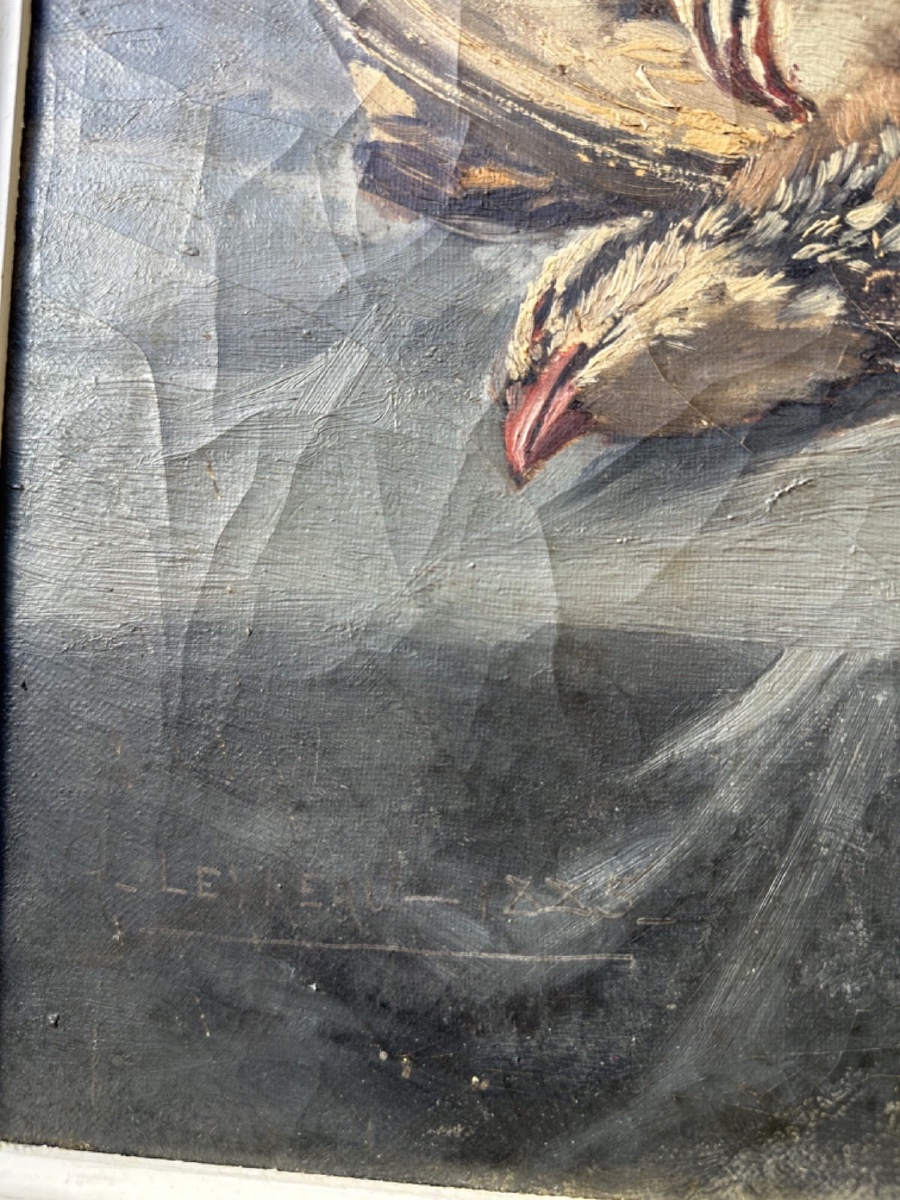 Oil On Canvas Still Life With Game By Georges Levreau Late 19th Century-photo-3
