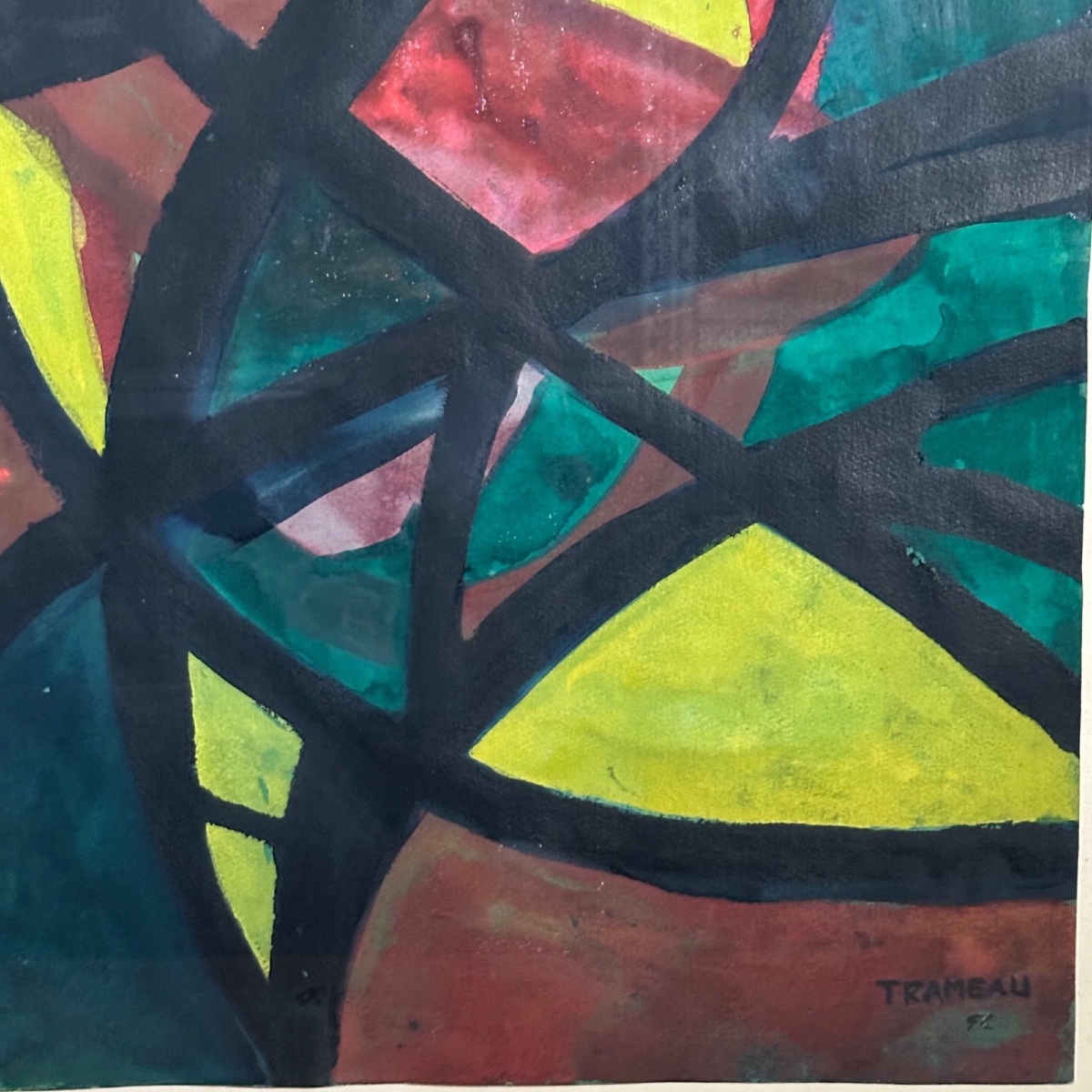 Watercolor On Modernist Paper 1960 By Raymond Trameau-photo-1