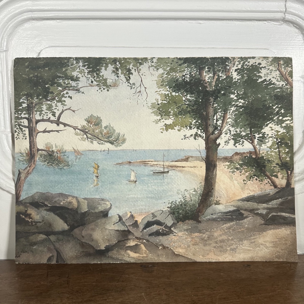 Watercolor On Paper By Jacques l'Hopitalier 1958 Noirmoutier-photo-2