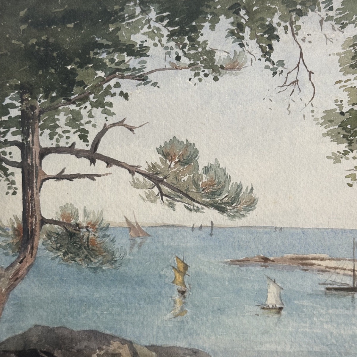 Watercolor On Paper By Jacques l'Hopitalier 1958 Noirmoutier-photo-3