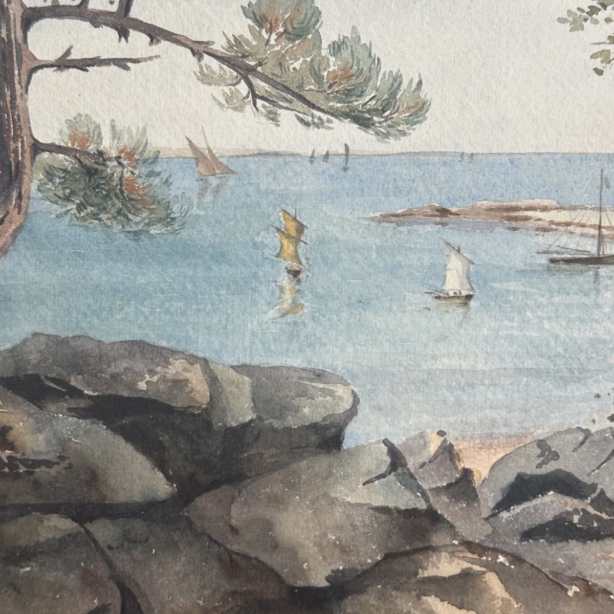 Watercolor On Paper By Jacques l'Hopitalier 1958 Noirmoutier-photo-4