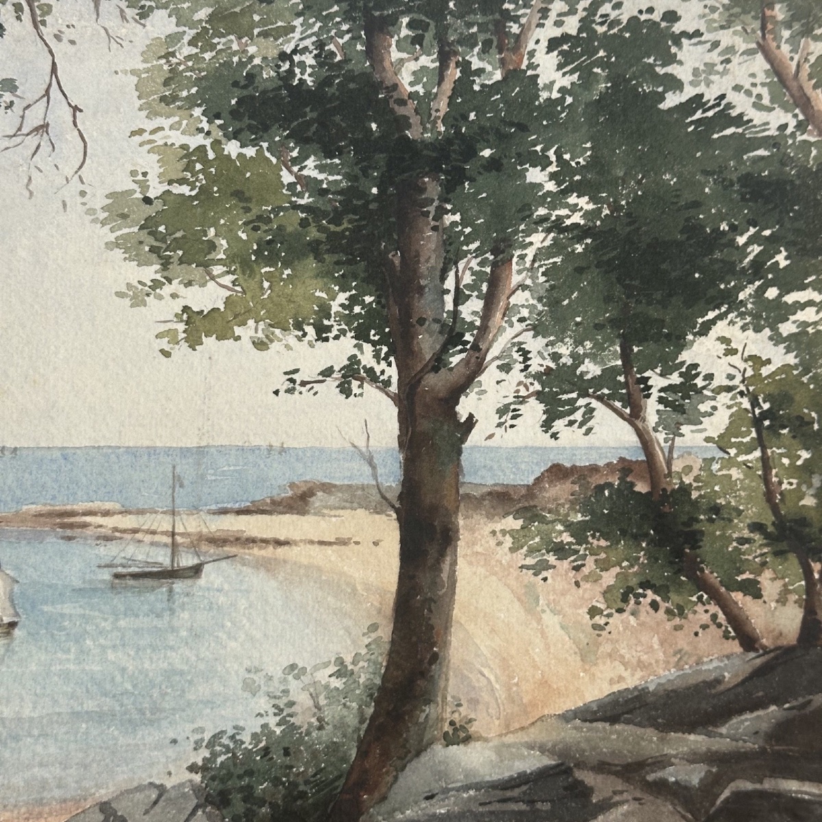 Watercolor On Paper By Jacques l'Hopitalier 1958 Noirmoutier-photo-2