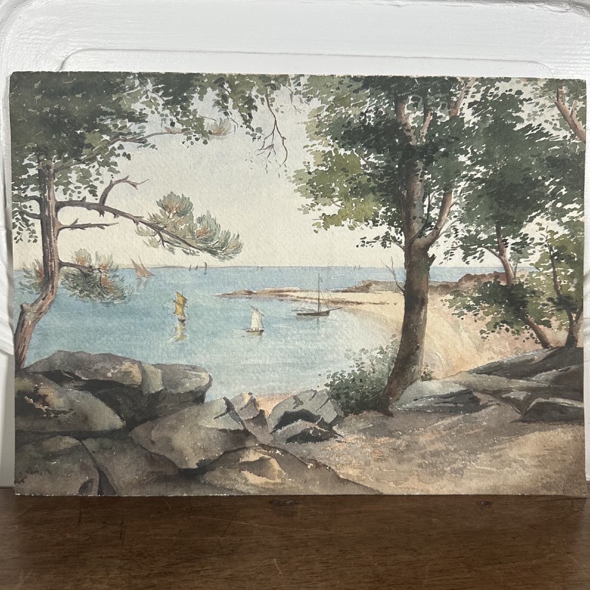 Watercolor On Paper By Jacques l'Hopitalier 1958 Noirmoutier