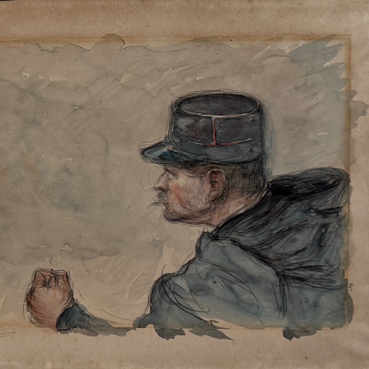 Dessin représentant deux gendarmes en action arrestation début XXe -photo-4